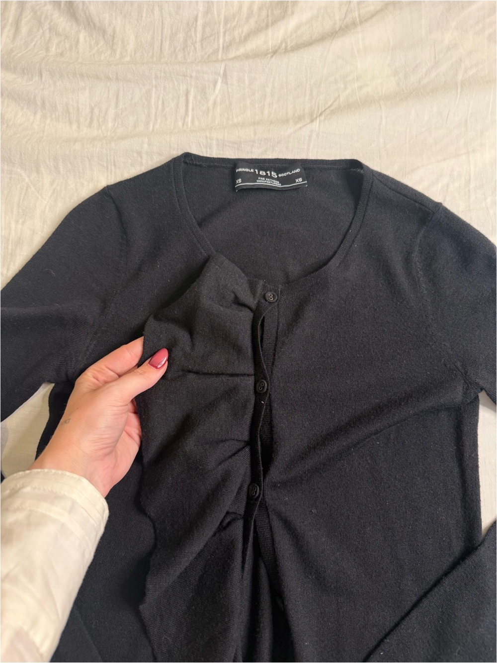 Black Ruffle Front Long-Sleeve Top - Picture 2 of 4